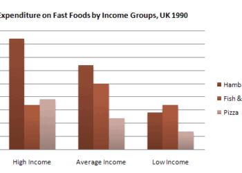 Weekly expenditure on fast food in Britain by food and income group