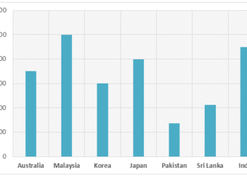 Destinations of holiday makers from a particular Asian country